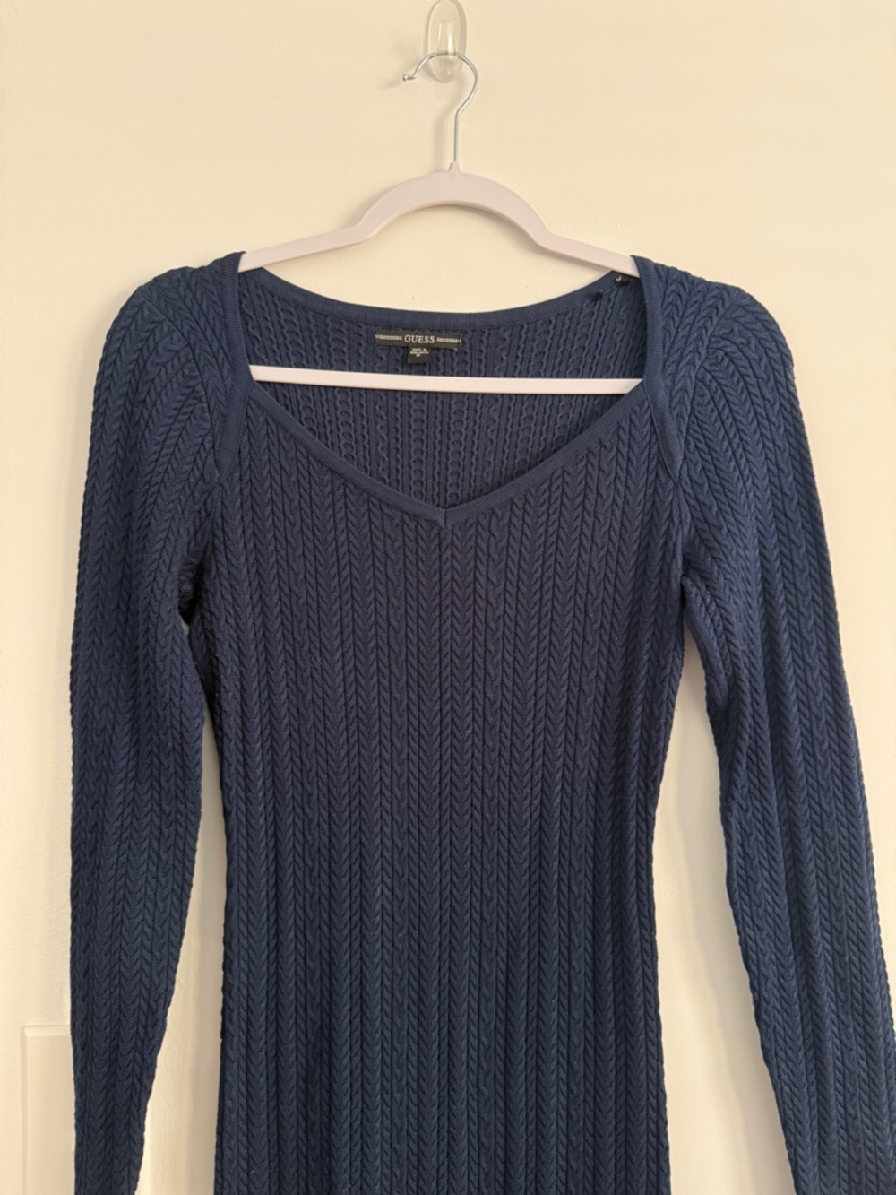 Guess Navy Ribbed Cable-Knit Long Sleeve Dress - Picture 2 of 4
